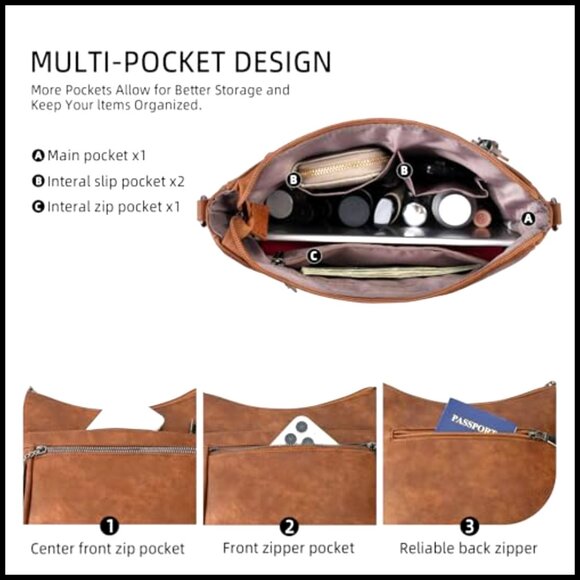 Vegan Leather Hobo Crossbody Bag Lightweight Chic Tassel Detail Adjustable Strap